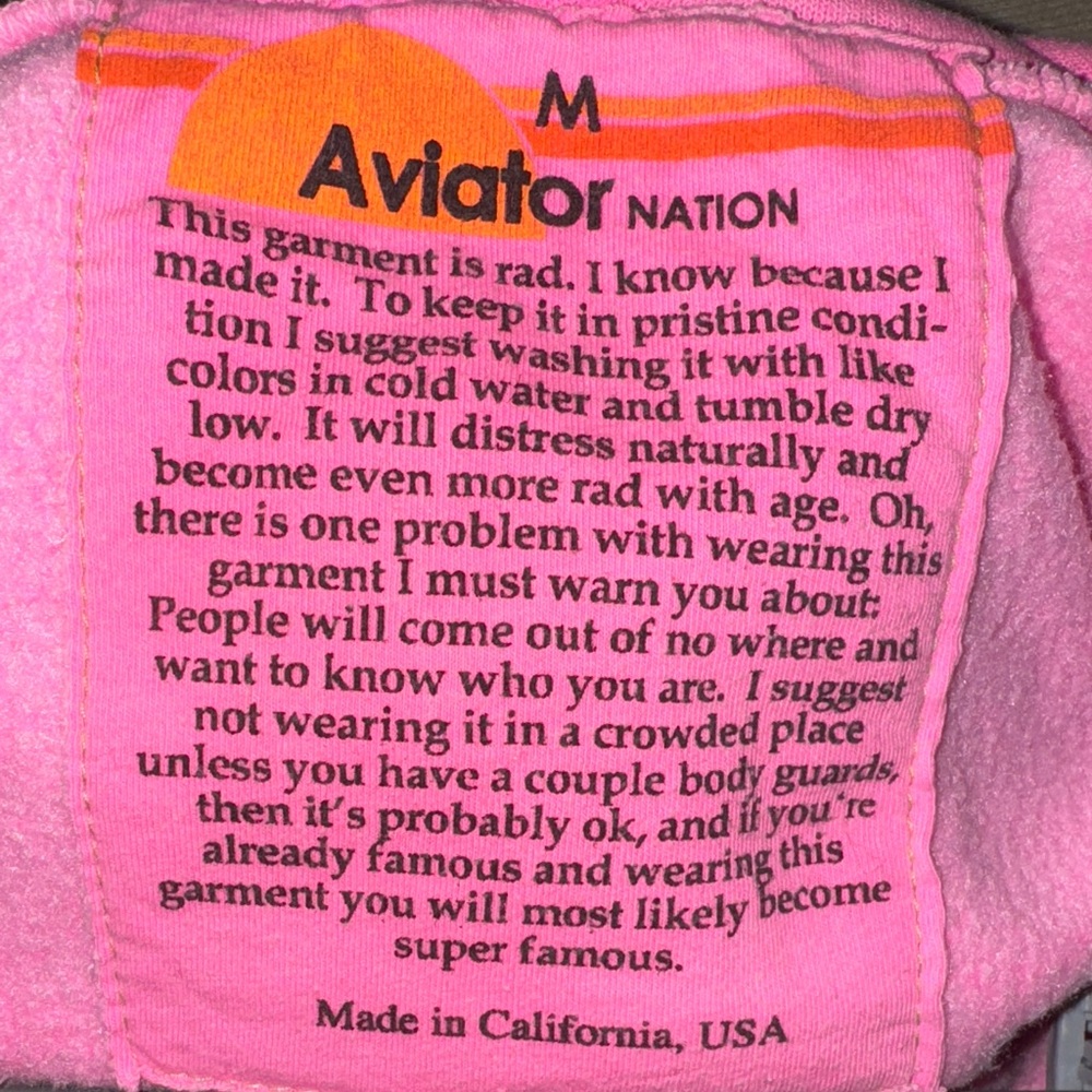 Aviator Nation Pink Hoodie Jacket with Rainbow Stripes & Pink Shorts Sz M - Picture 2 of 7